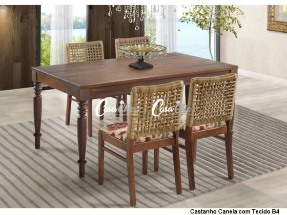 Conjunto Mesa de Jantar Viena Jamaica com 04 Cadeiras 1.40 x 0.90 Retangular
